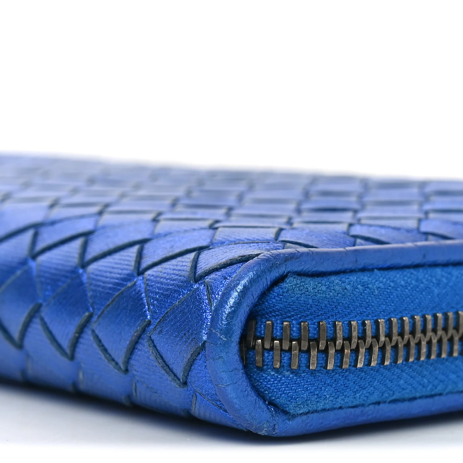 Metallic Grosgrain Intrecciato Zip Around Wallet Cobalt - Image 10
