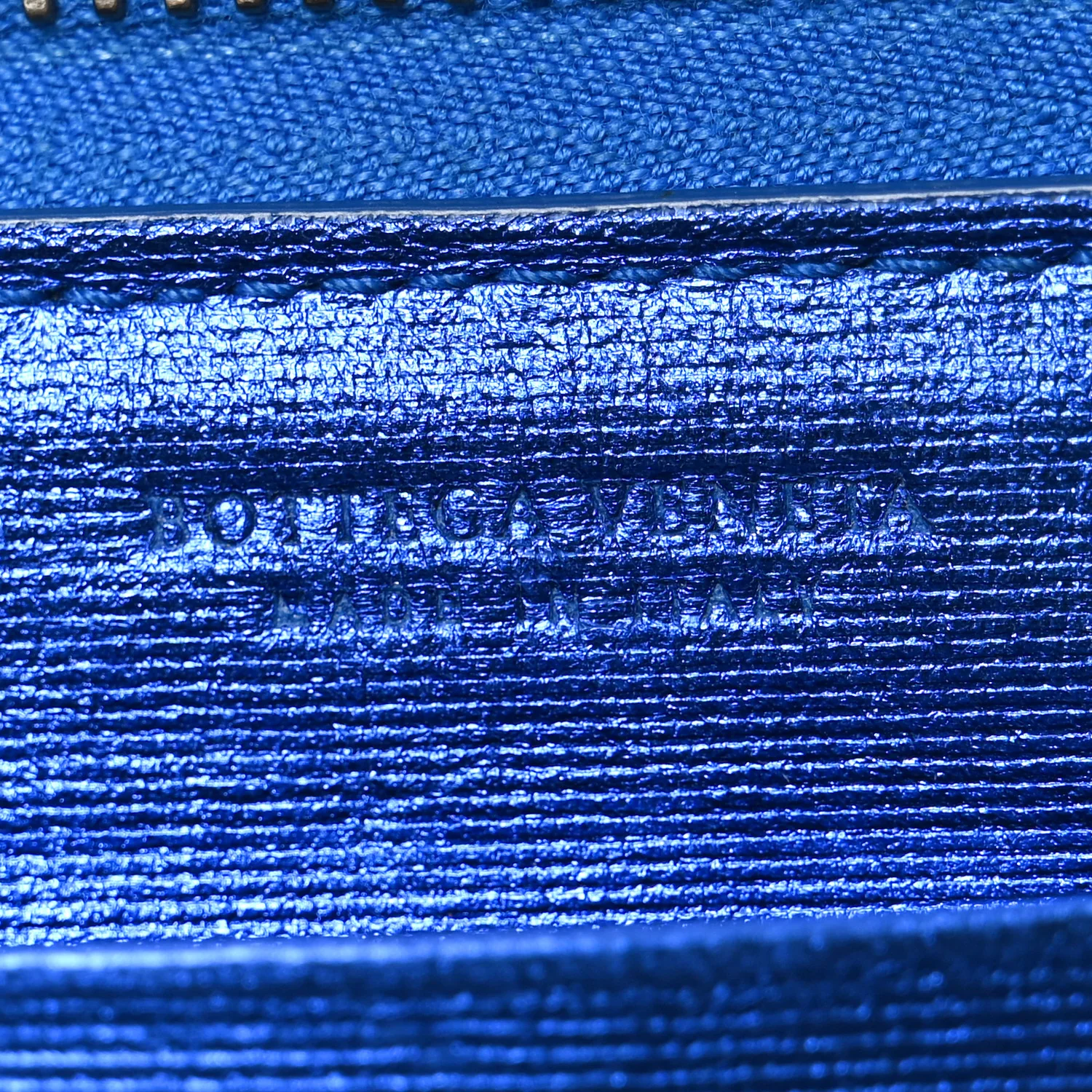 Metallic Grosgrain Intrecciato Zip Around Wallet Cobalt - Image 6