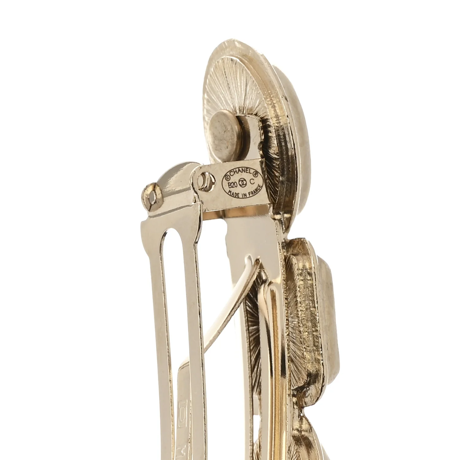 Enamel CC Hair Clip Barrette Golden Black Burgundy - Image 3