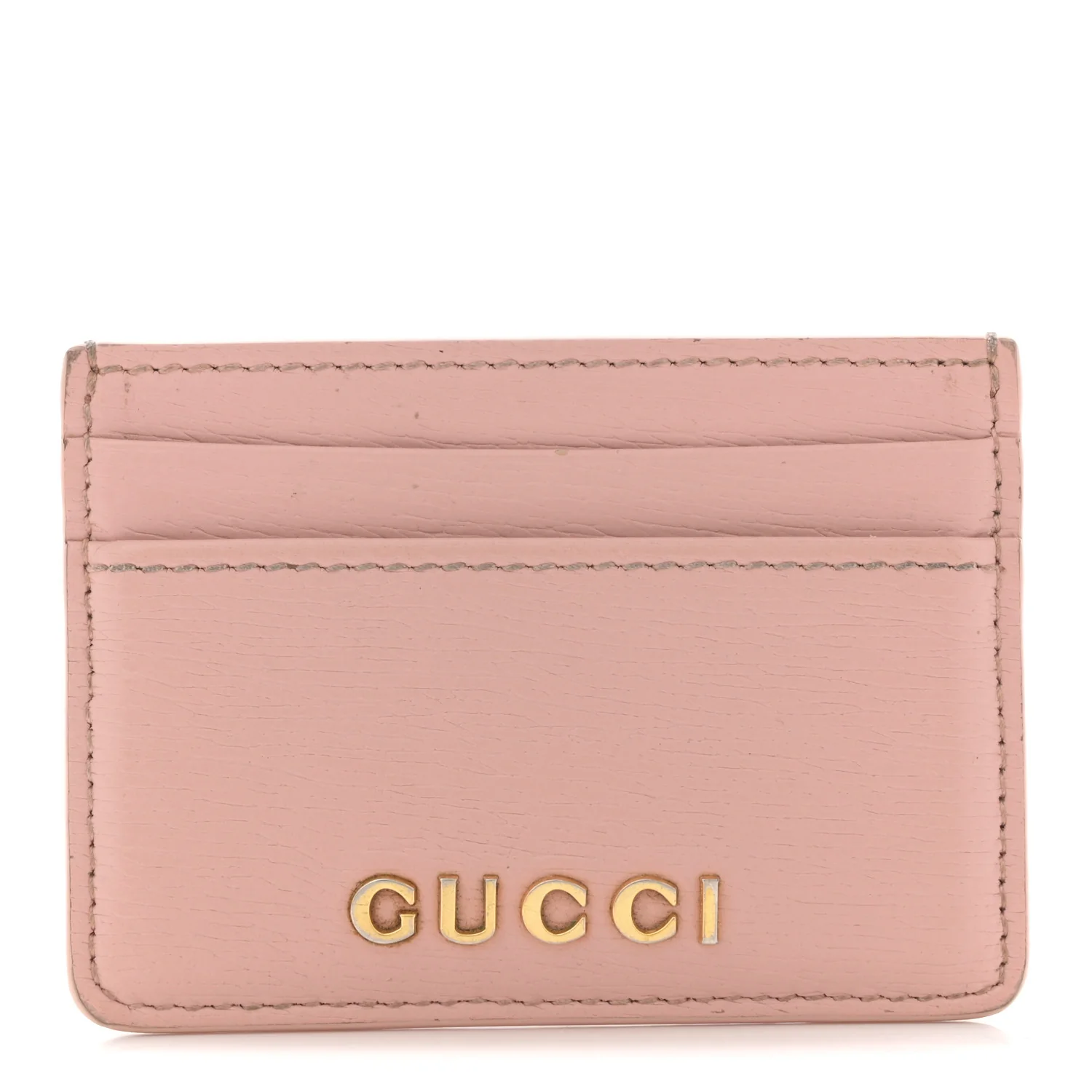 Calfskin Script Card Holder Light Pink