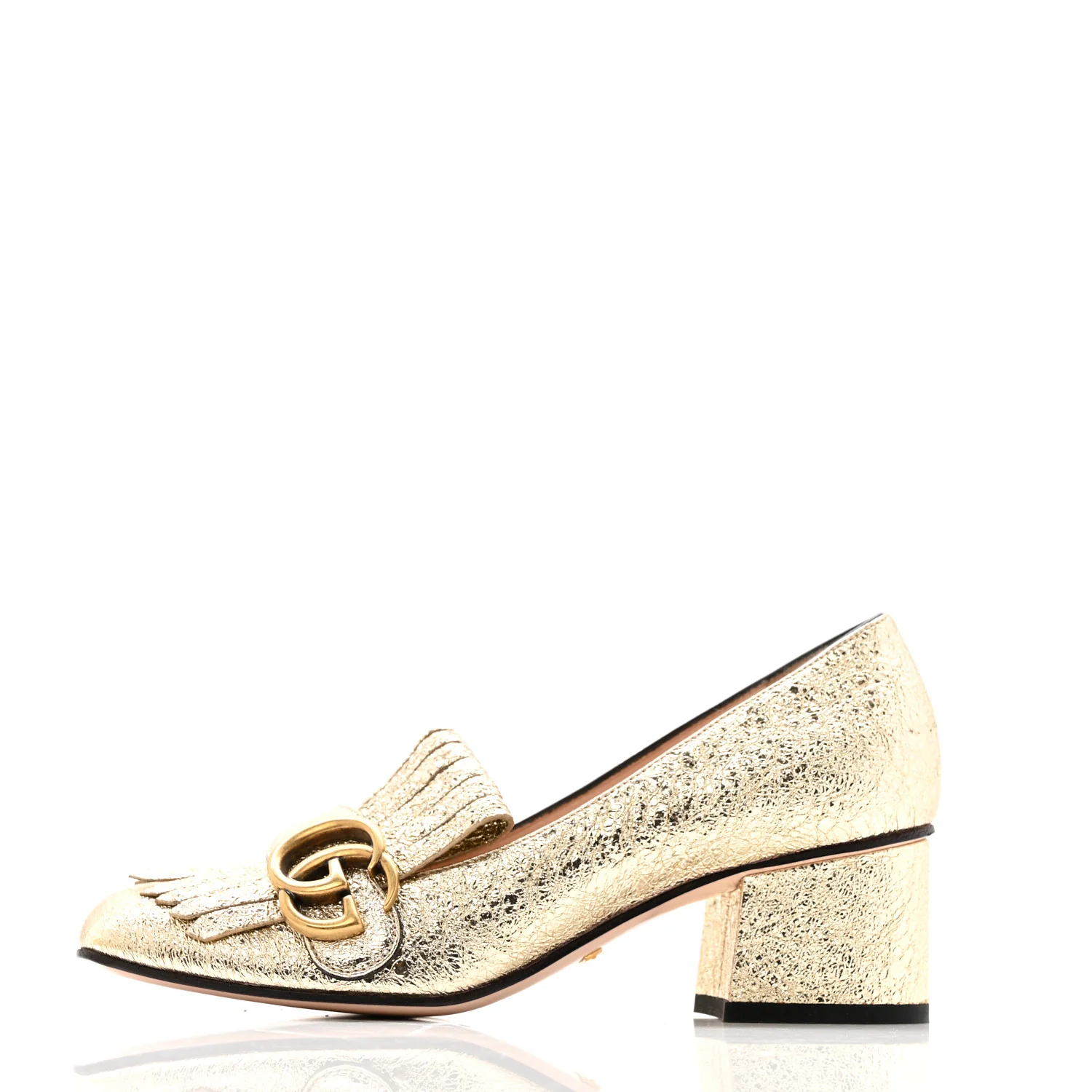 Galassia GG Marmont Fringe 50mm Loafer Pumps 35 Platino